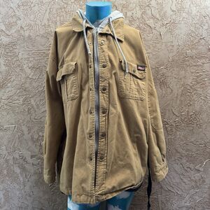 Dickies Canvas Shirt Jacket Hoodie Lined Brown Workwear Men’s 2XL (50-52)